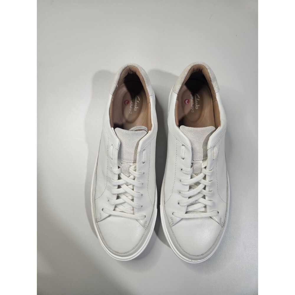 Clarks Unstructured Un Rio Tie Womens Off White Leather Sneakers size 8.5